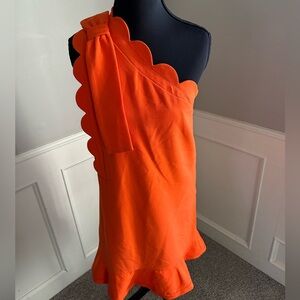 NWT Victoria Beckham x Target Orange One-Shoulder Scallop Dress | Women’s Small